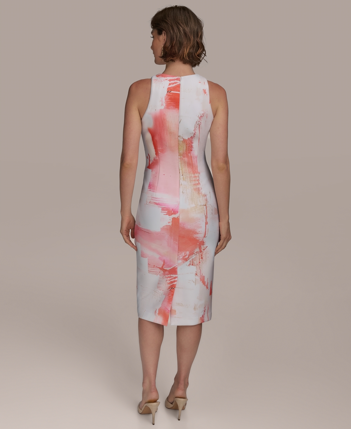 Donna Karan New York Abstract Print Sleeveless Sheath Dress In Spring Melon Multi