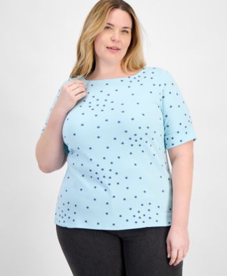 Style & Co - Plus Size Striped Elbow-Sleeve Knit Top