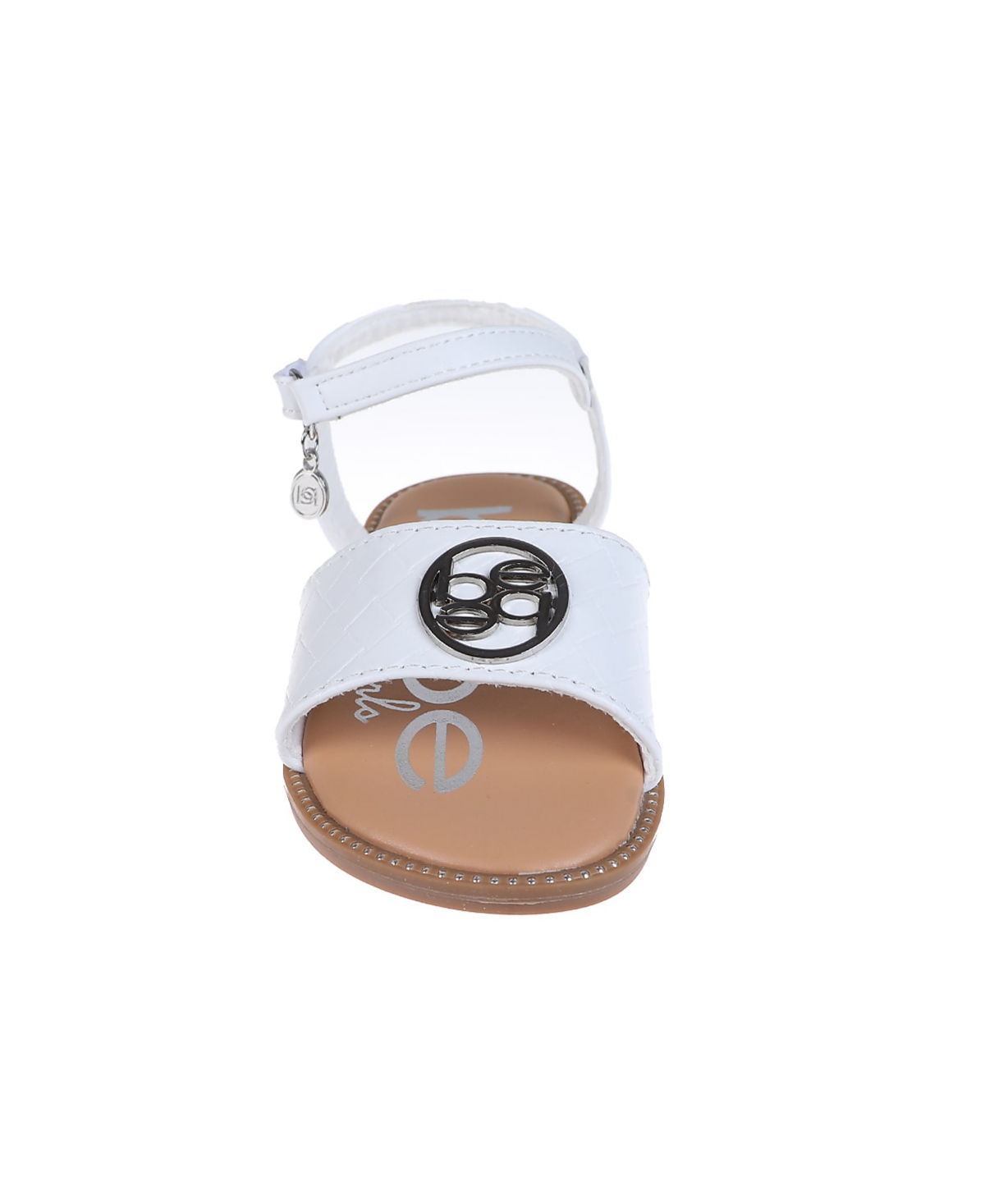 Bebe Little Girls Embossed Flat With Medallion Hardware Sandals In White