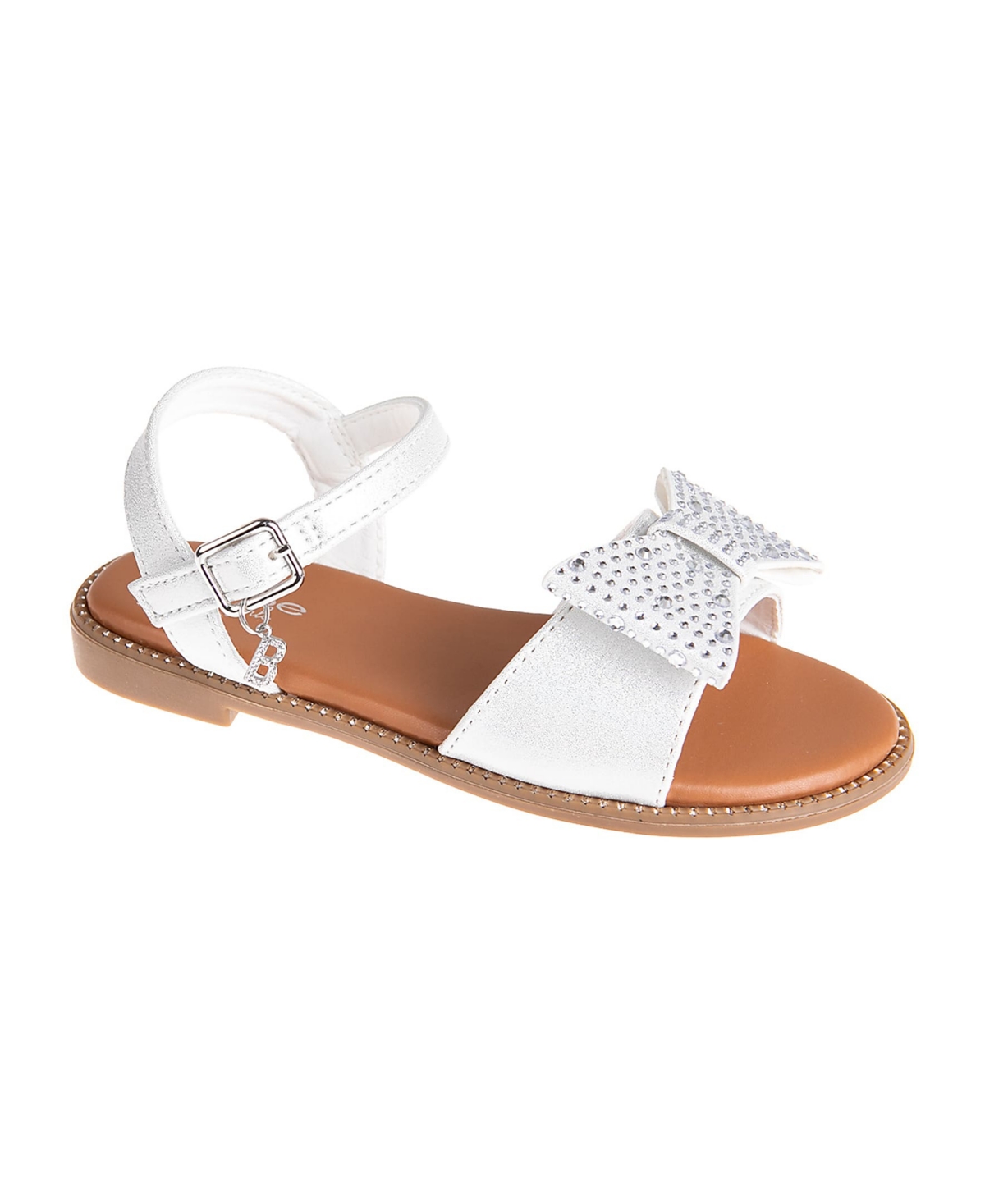 Bebe Little Girls Fashion With Special Rhinestone Bow Sandals In White