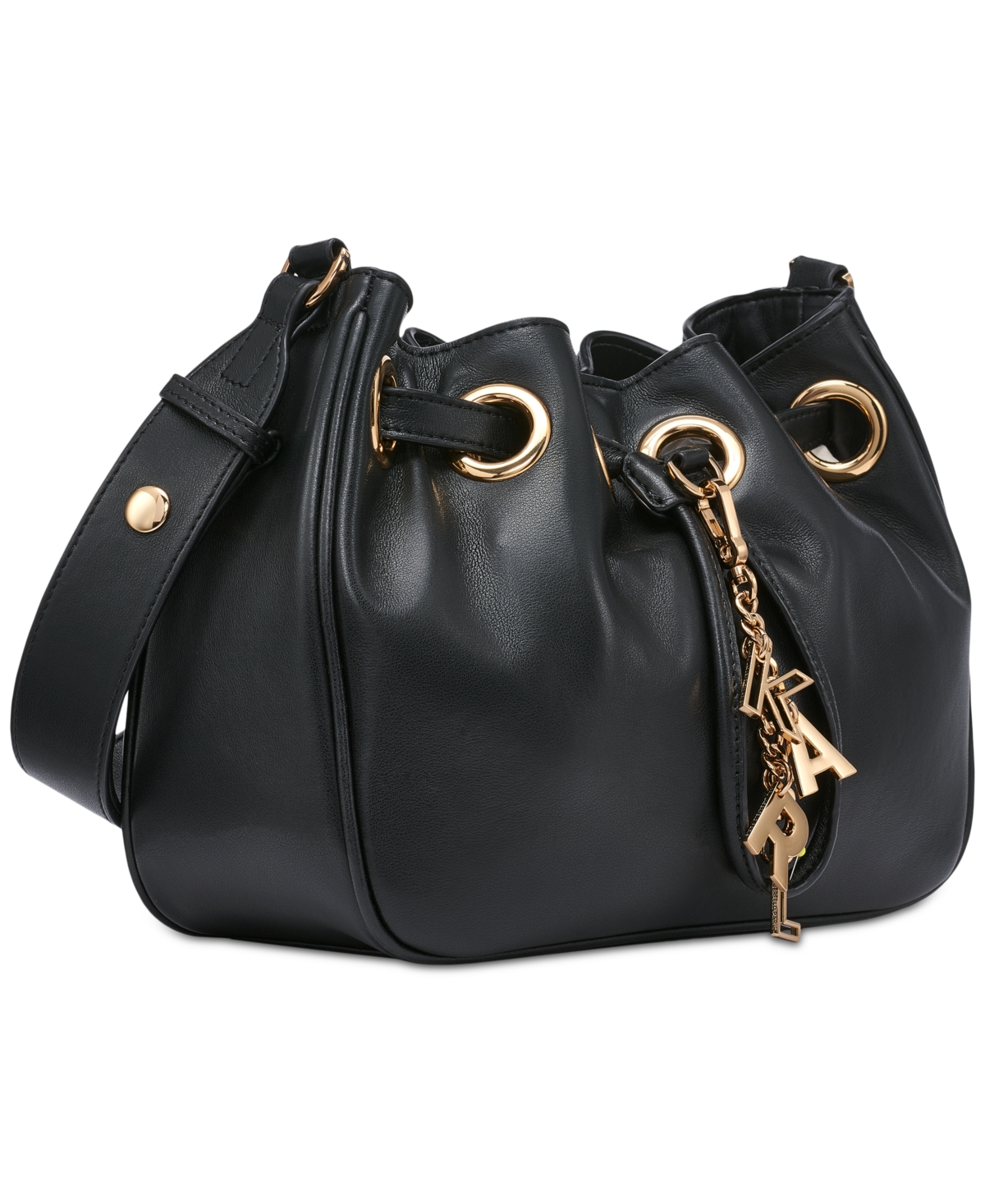 Karl Lagerfeld Desiree Small Leather Hobo Bag In Black,gold