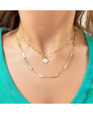 Очаровательный розовый жемчуг Clover Charm из золота 14 карат - 10 миллиметров