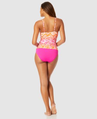 Женский топ-танкини Anne Cole Tie Dye из платка на косточках с драпировкой спереди и плавки-бикини с завышенной талией