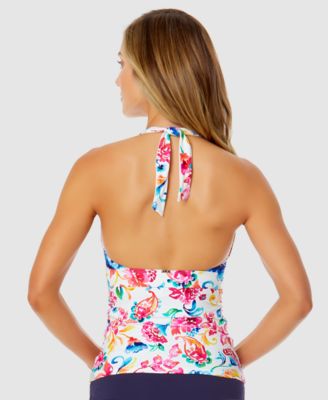 Женский топ-танкини на бретелях Anne Cole с акварельными узорами Marilyn и плавки-бикини с завышенной талией