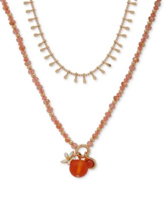 lonna - lilly Gold-Tone Mixed Bead Layered Pendant Necklace, 16