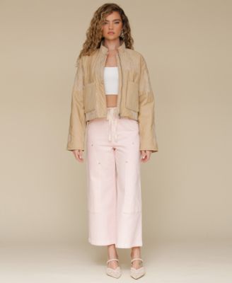 Avec Les Filles Women's Cotton Embroidered Cropped Jacket