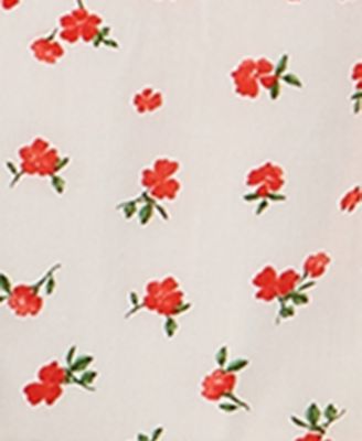 Juniors' Printed Lace-Up Bubble-Sleeve Skater Dress