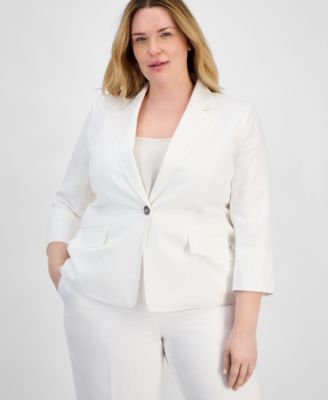 Kasper - Plus Size Linen-Blend Blazer