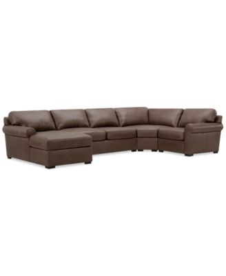 Radley Roll Arm 152" 4-Pc. Leather Wedge Corner Chaise Sectional, Exclusively at Macy's