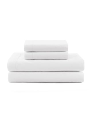 TOMMY HILFIGER SOLID 200 THREAD COUNT HEM STRIPE COTTON PERCALE SHEET SET 