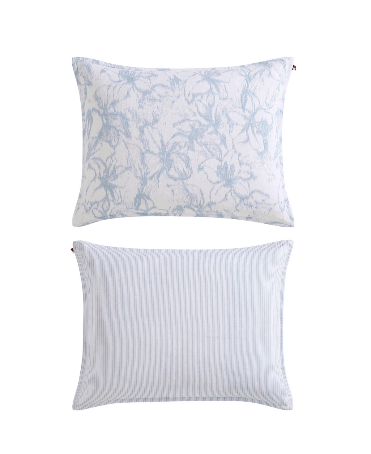 Tommy Hilfiger Ethereal Floral Cotton 2-pc. Comforter Set, Twin In White,soft Sky Blue