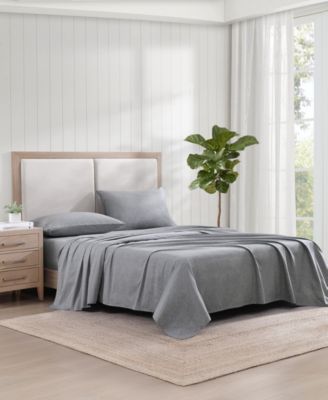 Solid 144-Thread Count Cotton Chambray Washed 3-Pc. Sheet Set, Twin XL