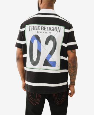 Истинная религия True Religion Мужская рубашка поло в полоску с коротким рукавом и гербом True Religion 19890₽