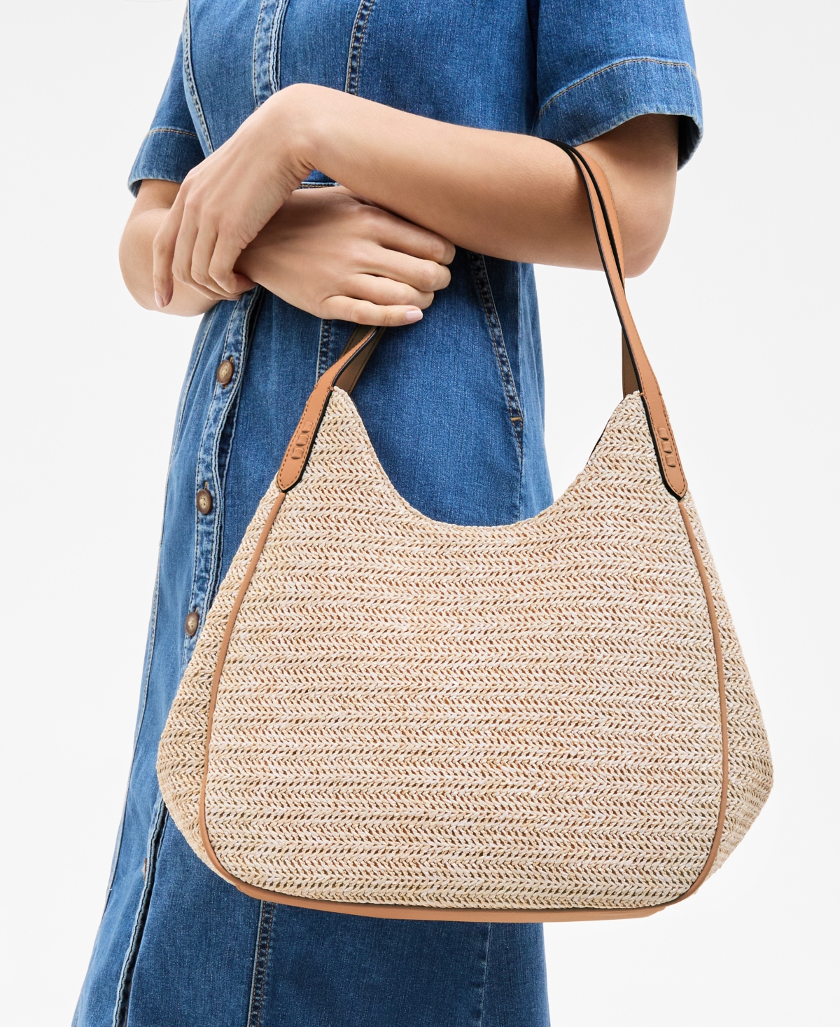 Style & Co Straw Medium 4-poster Tote, Exclusively At Macy's In Neutral