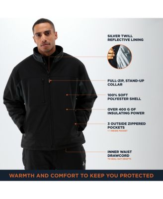 Men's Insulated Softshell Jacket - Warm Work Coat, Water-Repellent, Windproof, Flexible, Durable Cold-Weather Gear