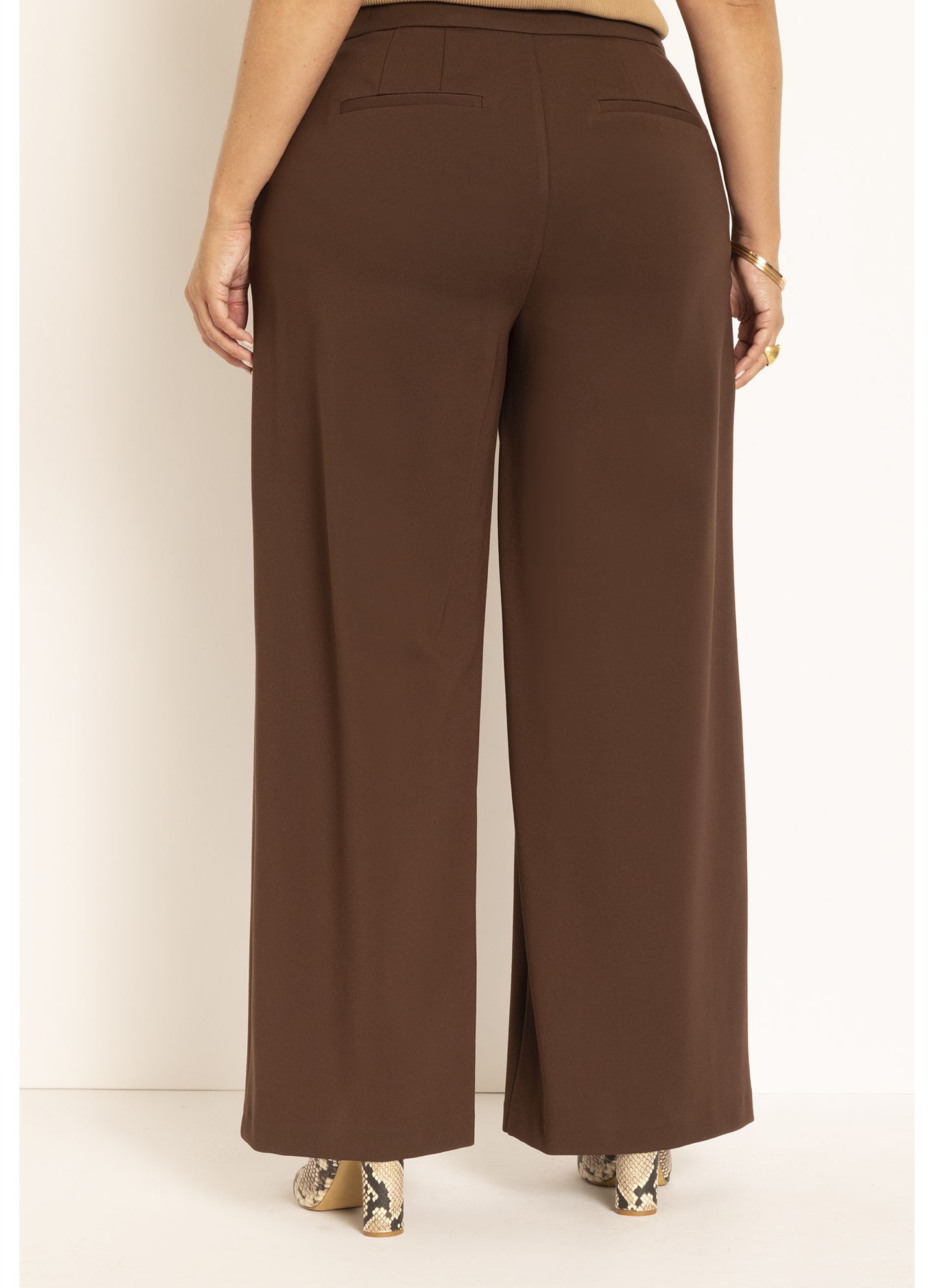 Женские брюки ELOQUII The Ultimate Stretch Wide-Leg Work Pant, цвет: Кофейный — фото 3