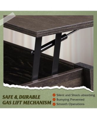 Modern Lift Top Coffee Table,Rustic Coffee Table with Storage Shelf and Hidden Compartment,Wood Lift Tabletop for Home Living Room,Black.