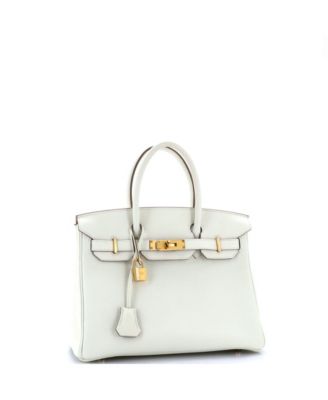 Бывшая в употреблении сумка HERMES Birkin 30 светлого цвета из Того с золотой фурнитурой
