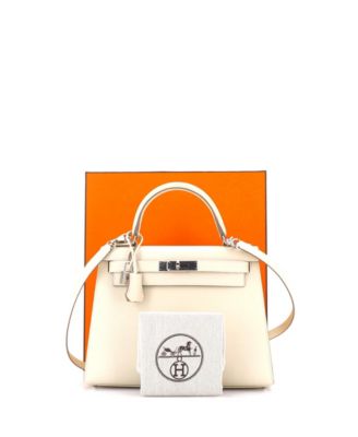 Бывшая в употреблении сумка HERMES Kelly 28 светло-желтого цвета с палладиевой фурнитурой