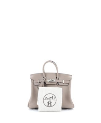 Бывшая в употреблении сумка HERMES Birkin 25 серого цвета Swift с палладиевой фурнитурой
