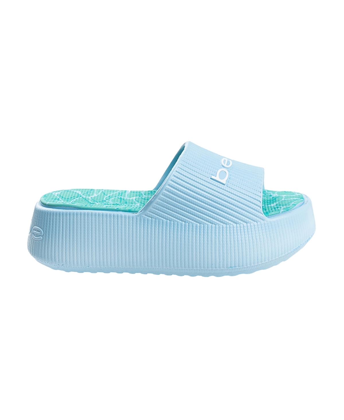 Bebe Little And Big Girls Trendy And Comfortable Summer Platform Slides In Light Pastel Blue
