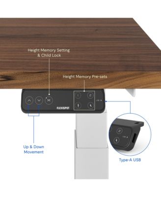 E7-COMMERCIAL 55  W Electric Adjustable Standing Desk, Black Walnut Top, White Base