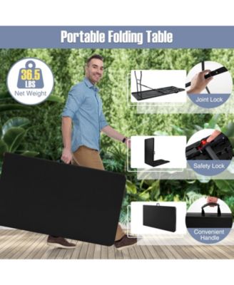 8 ft Portable Folding Table 350 LBS Fold-in-Half Table with HDPE Tabletop