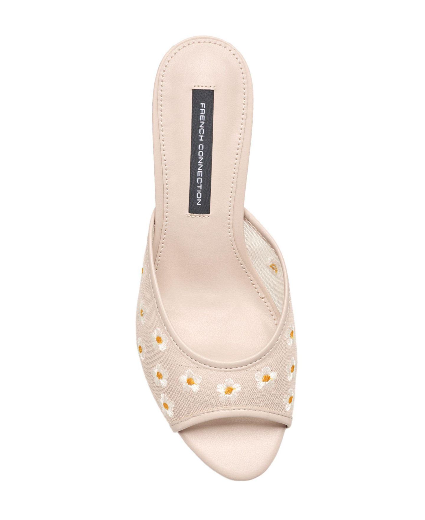 Женские туфли French Connection Nancy Mesh Embroidered Kitten Heel, цвет: Телесный — фото 5