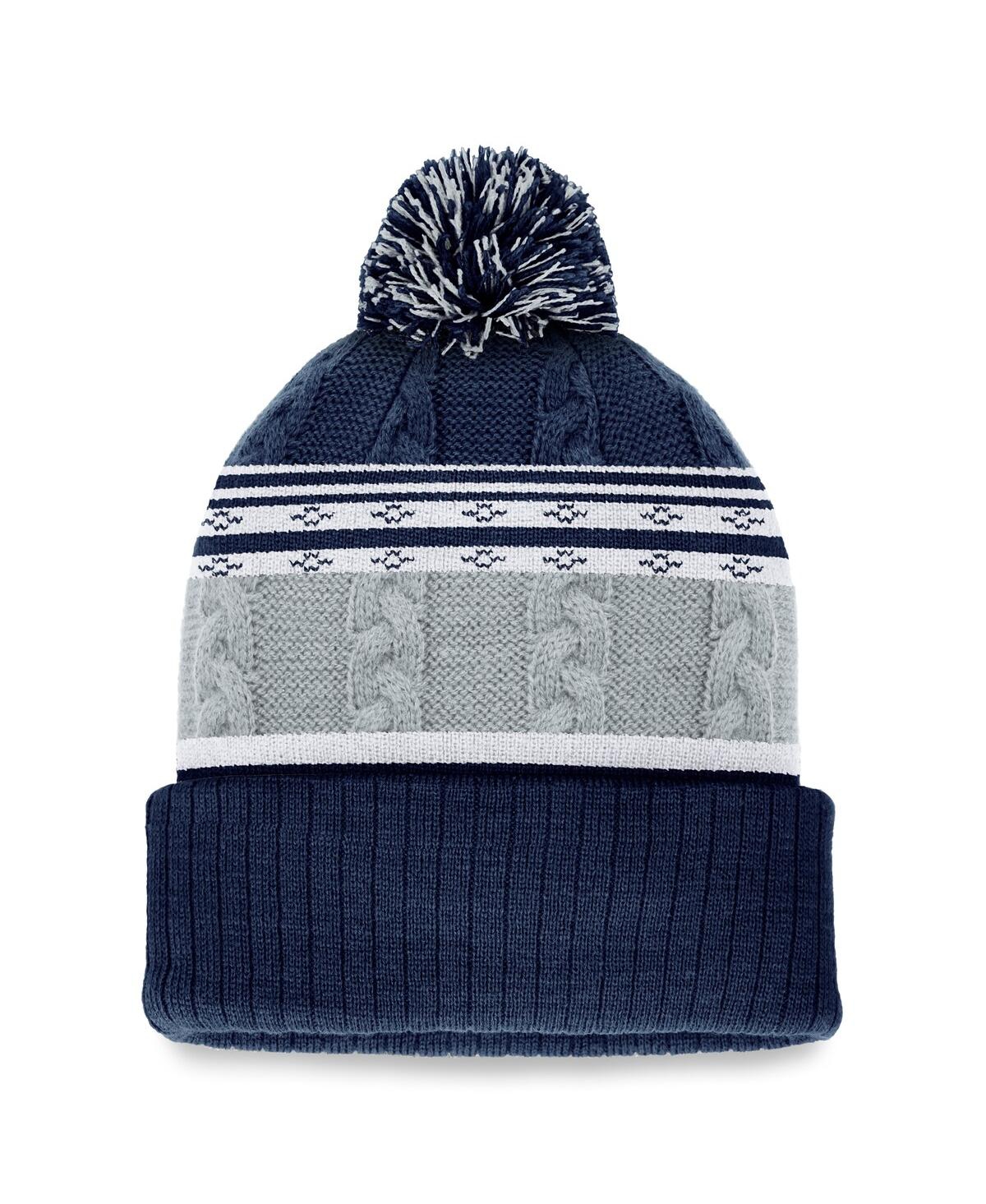 Top Of The World Men's Navy Penn State Nittany Lions Altitude Three-tone Cuffed With Pom Knit Hat In Navy
