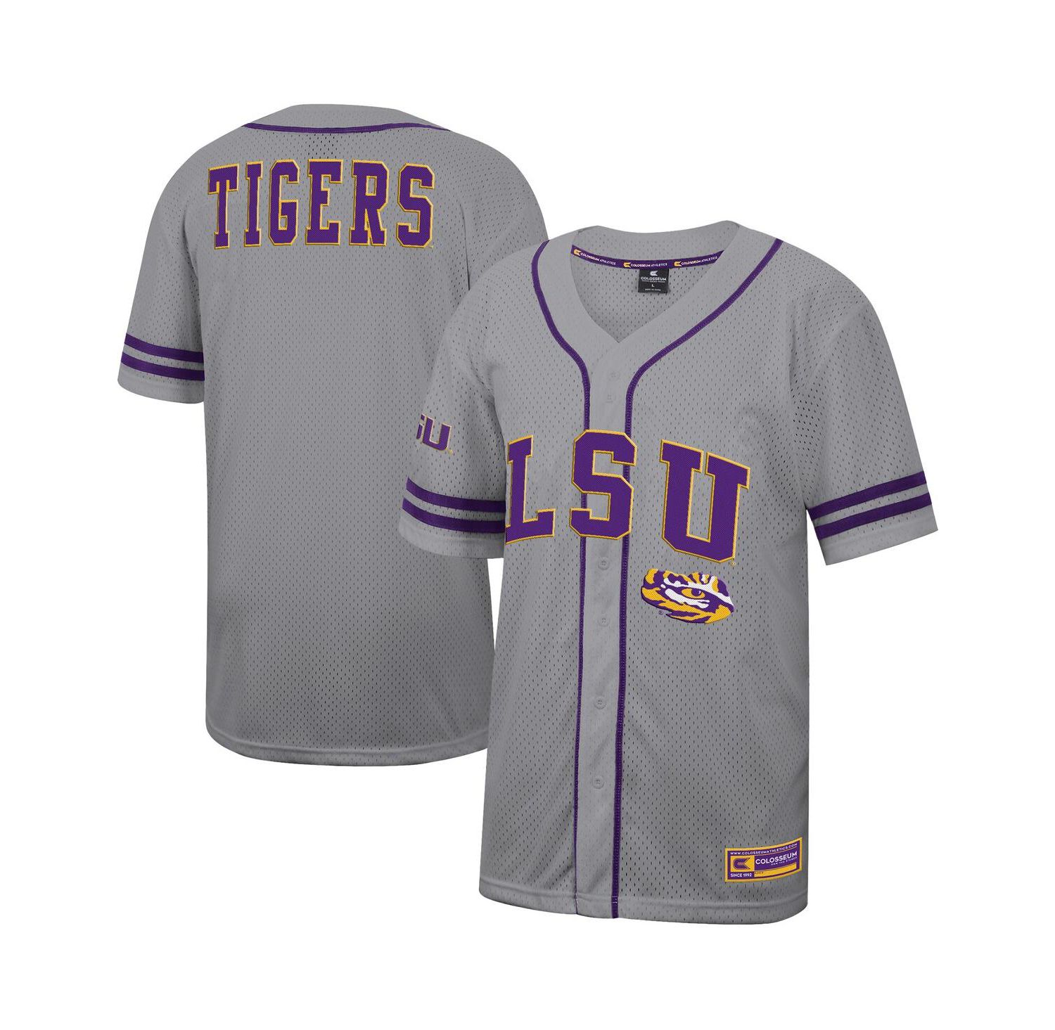 Men's Gray LSU Tigers Free Spirited Baseball Jersey