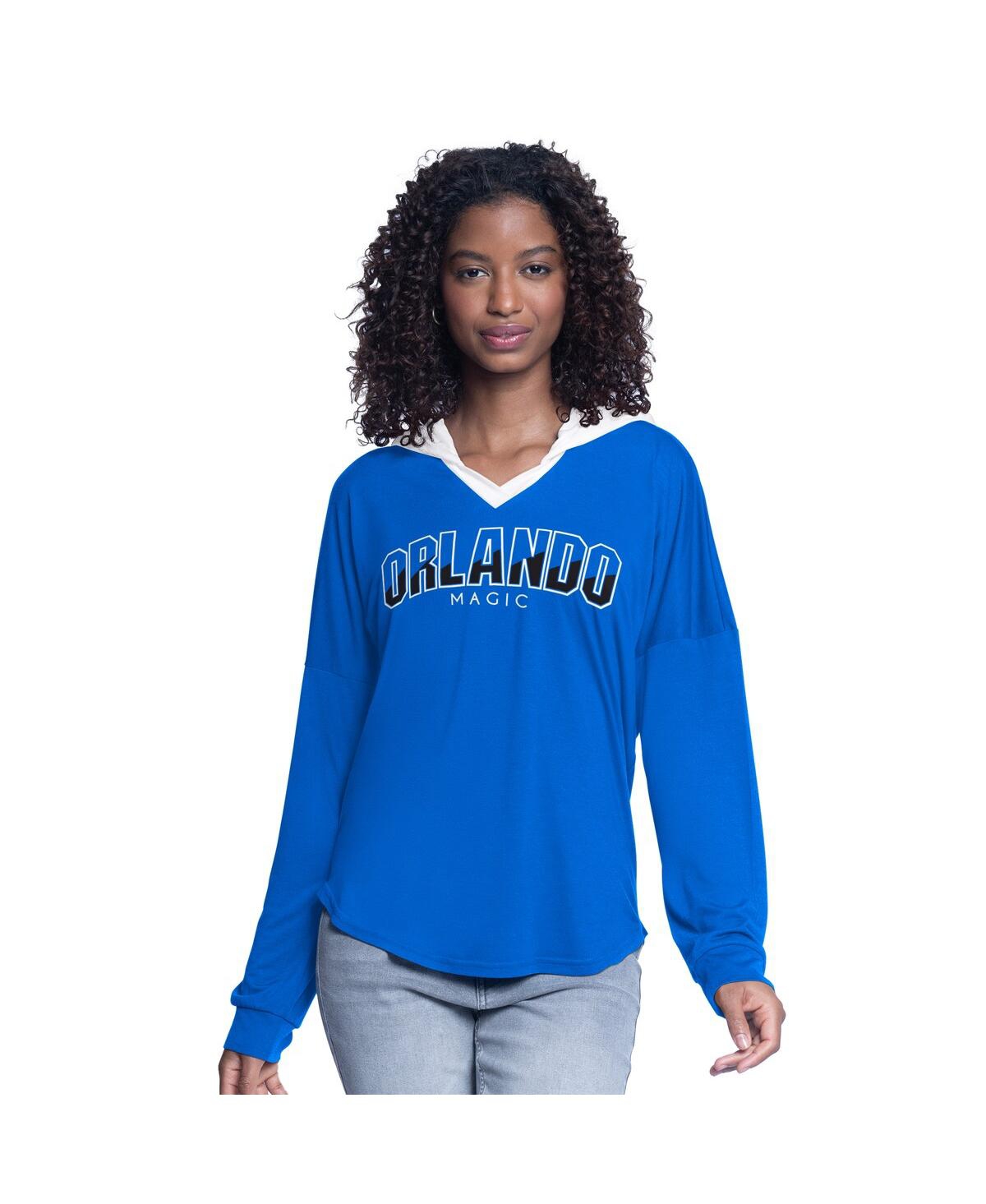 Shop G-iii 4her By Carl Banks Women's Blue Orlando Magic Bench Player Oversized Long Sleeve Hooded Top