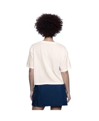 Укороченная футболка свободного покроя Starter Women's White Buffalo Bills Throwback Play the Ball