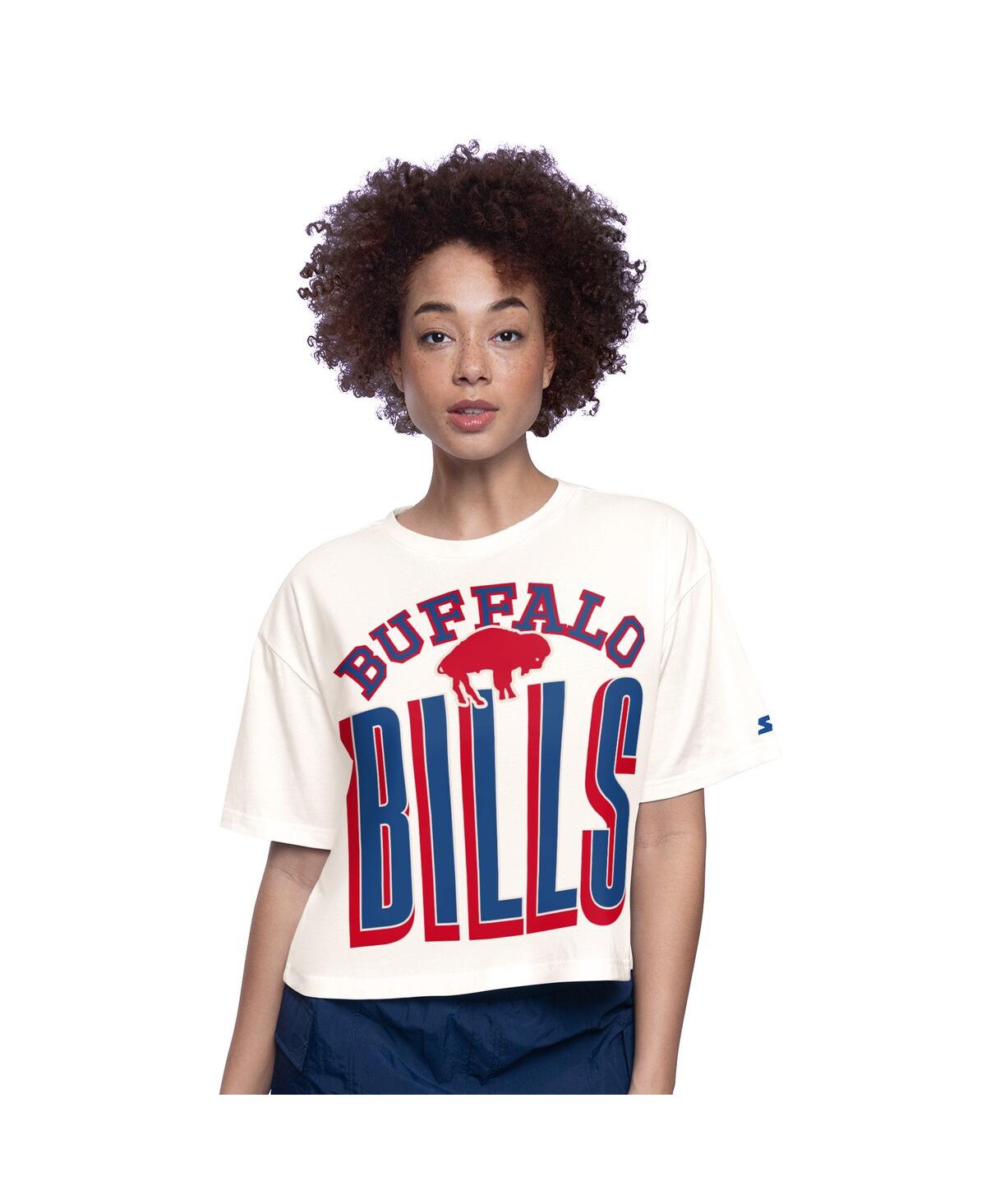 Starter Women's White Buffalo Bills Throwback Play The Ball Boxy Cropped T-shirt In White
