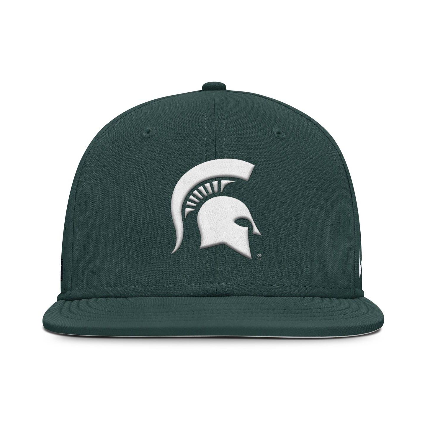 Мужская кепка Nike Green Michigan State Spartans On-Field Dugout True Performance Fitted Hat — фото 5