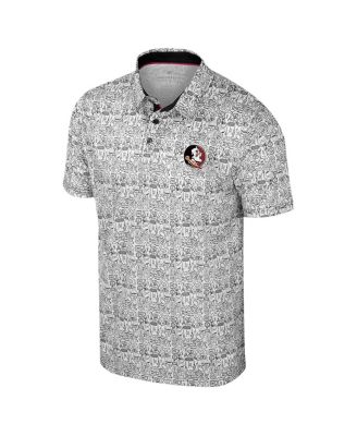 Мужская белая рубашка поло Colosseum от Florida State Seminoles Big Tall It's Time с принтом по всей длине