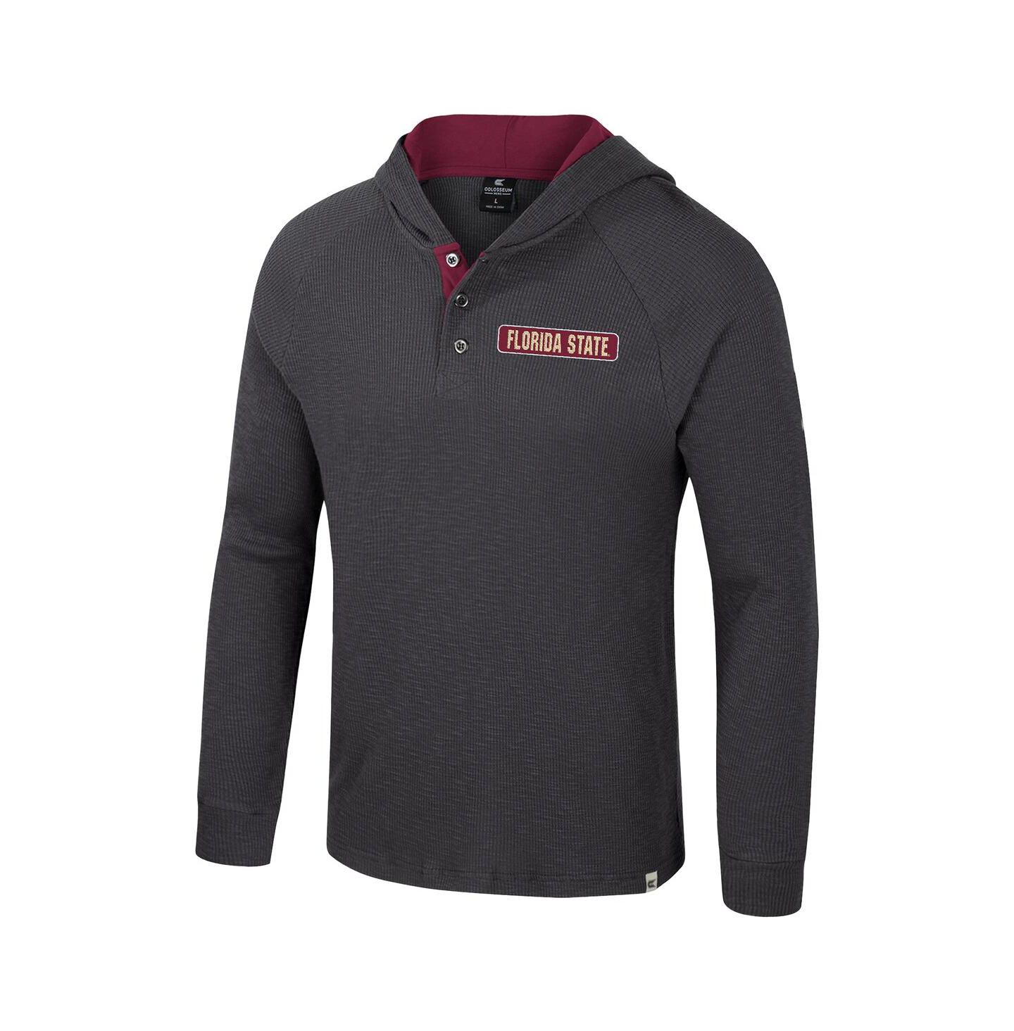 Мужское худи Colosseum Charcoal Florida State Seminoles DuJour Raglan Long Sleeve Henley T-Shirt — фото 3