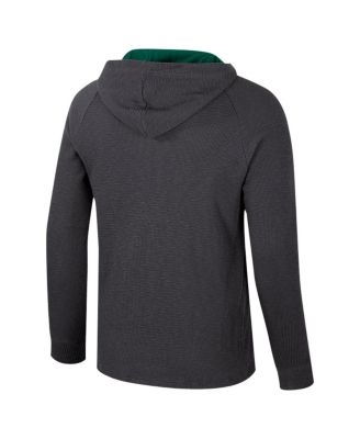 Мужская футболка Colosseum с капюшоном Henley Hoodie в стиле реглан Dujour от Michigan State Spartans с длинным рукавом цвета древесного угля Colosseum