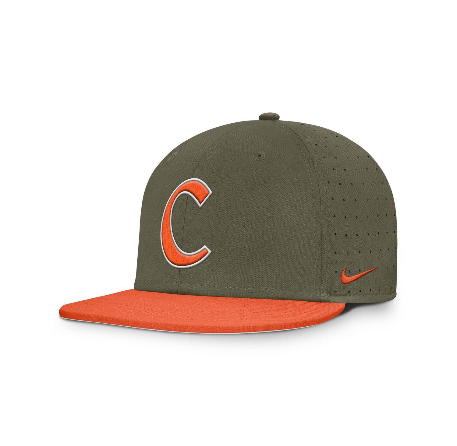 Men's Olive Clemson Tigers On-Field Dugout True Performance Fitted Hat