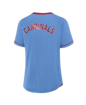 Женская светло-голубая футболка с V-образным вырезом Fanatics из коллекции St. Louis Cardinals Cooperstown League Diva