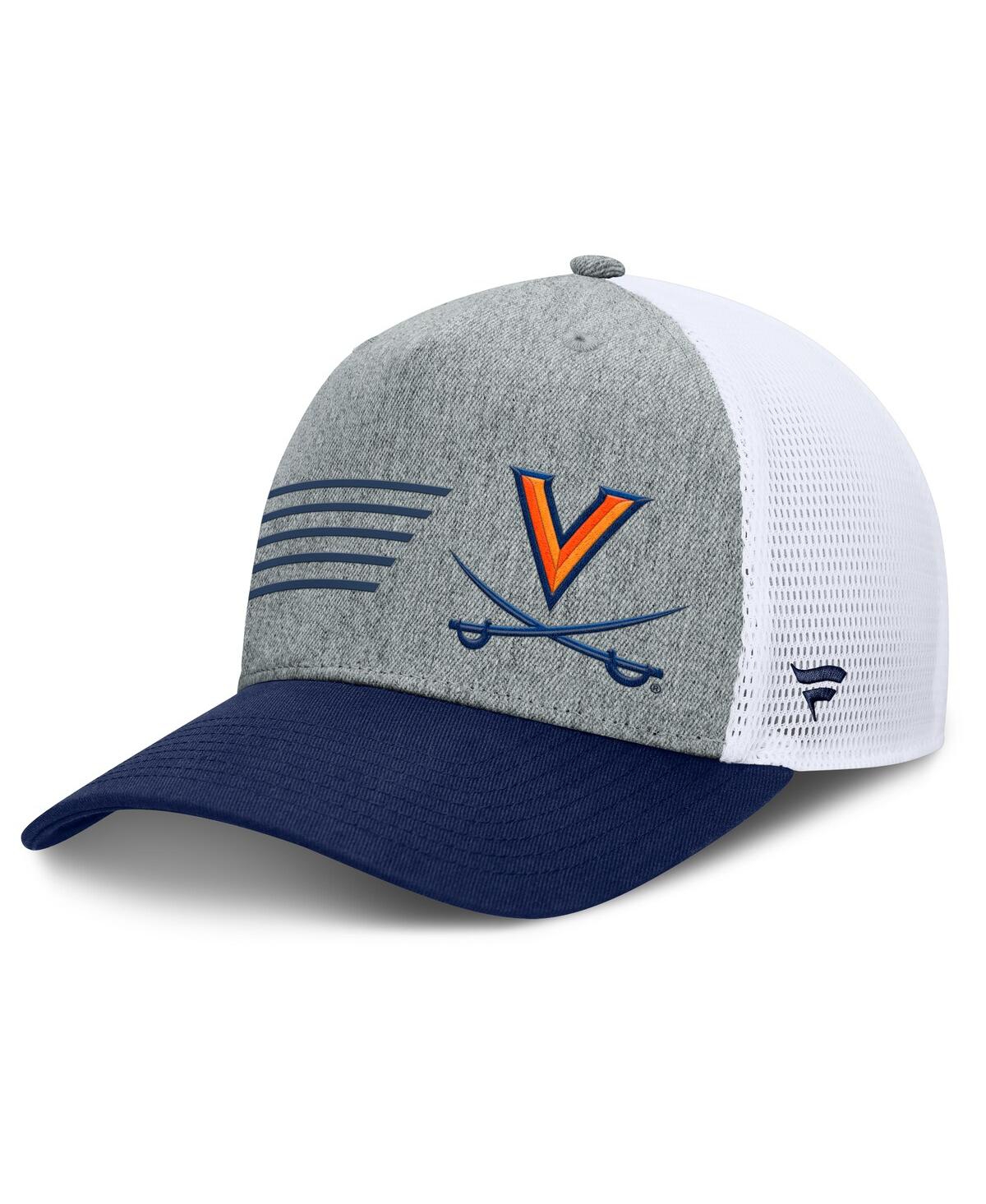 Fanatics Men's Heather Gray/navy Virginia Cavaliers Profile Trucker Adjustable Hat In Gray,navy
