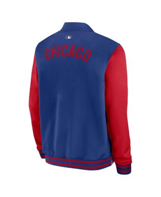 Men's Royal/Red Chicago Cubs Authentic Collection Dugout Full-Zip Bomber Jacket