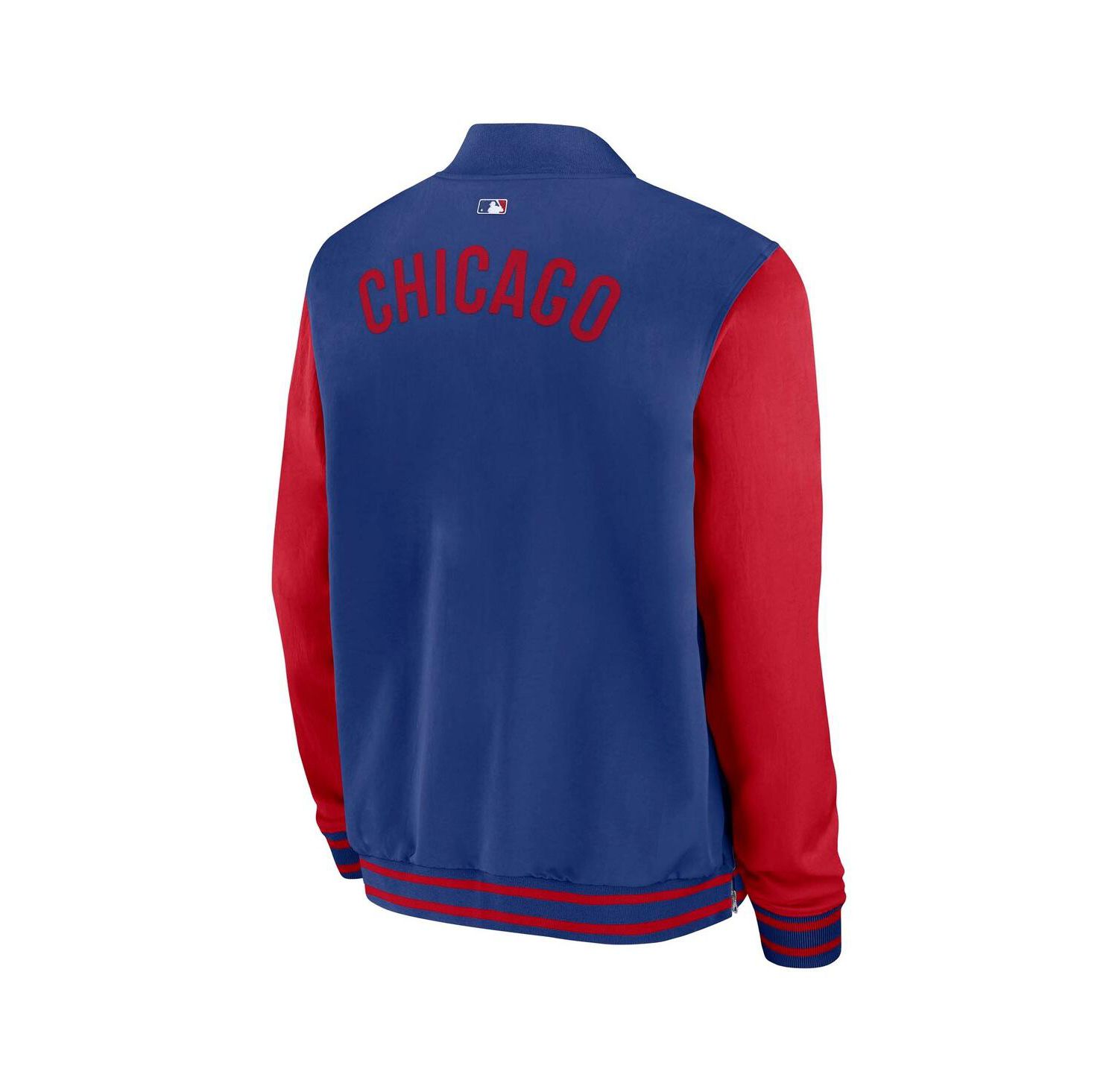 Men's Royal/Red Chicago Cubs Authentic Collection Dugout Full-Zip Bomber Jacket