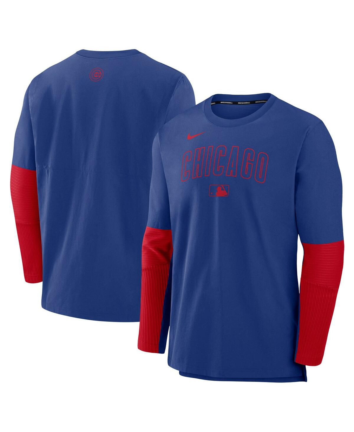 Nike Men's Royal/Red Chicago Cubs Authentic Collection Lightweight Player Tri-Blend Performance Pullover Sweatshirt - Royal, Red