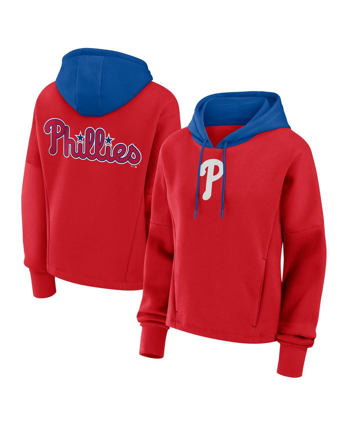 Fanatics Women's Red Philadelphia Phillies Oversized High Hip Legacy Fleece Pullover Hoodie In Red
