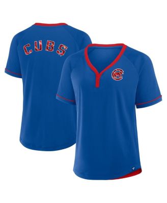 Fanatics - Women's Royal Chicago Cubs League Diva Star Raglan V-Neck T-Shirt
