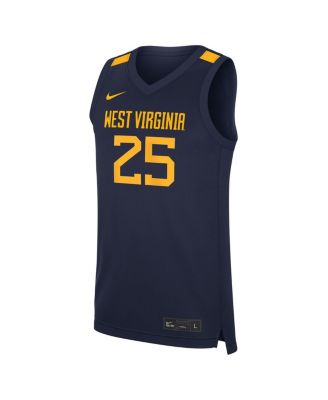 Men's 25 Navy West Virginia Mountaineers Road Replica Basketball Jersey