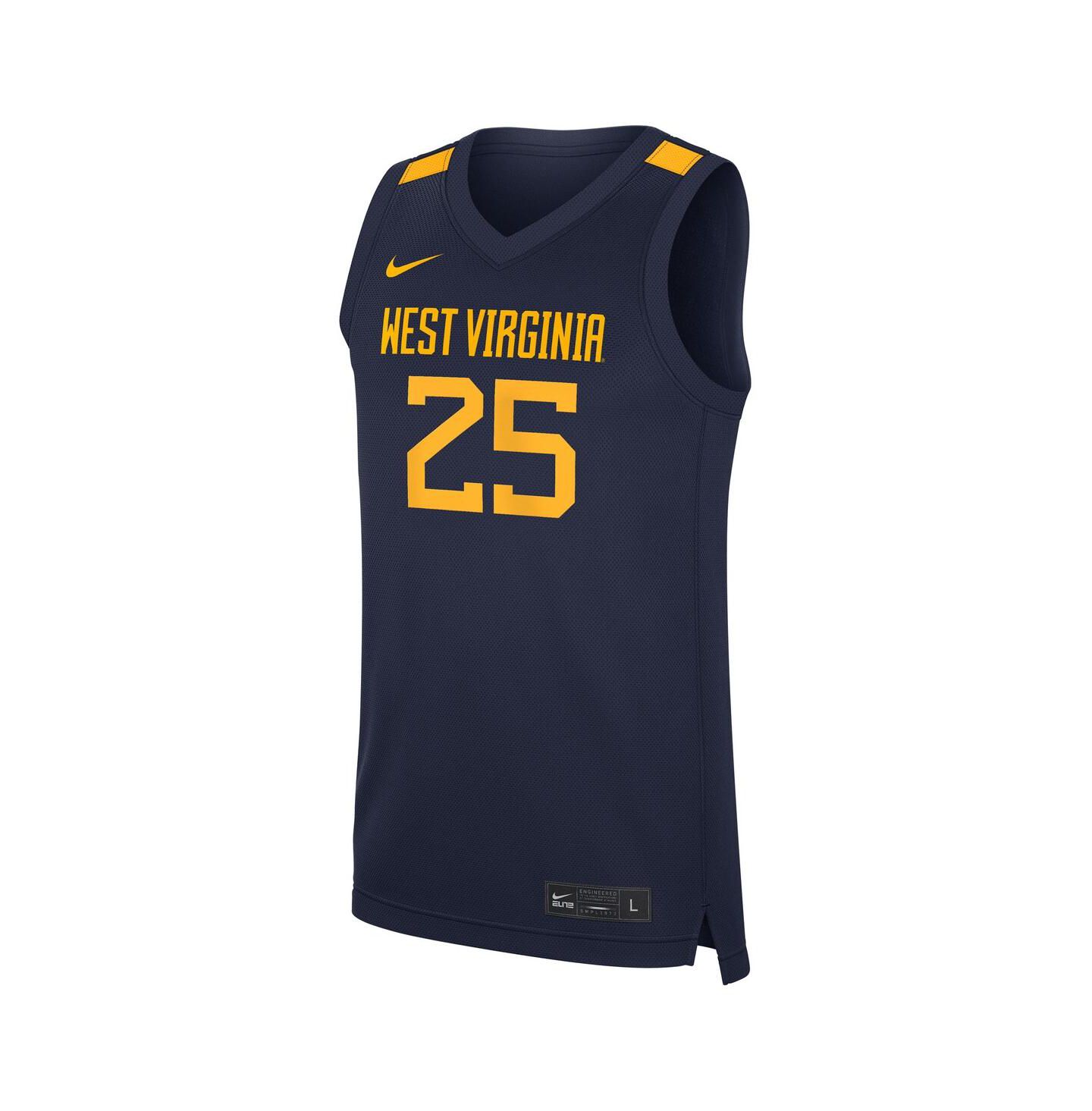 Мужской топ Nike 25 Navy West Virginia Mountaineers Road Replica Basketball Jersey — фото 3
