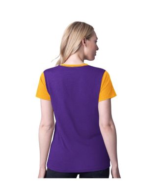 G-III 4Her by Carl Banks Womens Purple LSU Tigers Racer Crewneck Ringer T-Shirt 5690₽