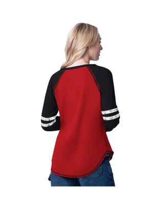 G-III 4Her by Carl Banks Womens RedBlack Chicago Bulls Winner Waffle Knit Thermal Long Sleeve Tri-Blend T-Shirt 9490₽