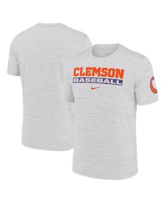 Nike - Men's  Ash Clemson Tigers Velocity Baseball Wordmark Stack Performance T-shirt